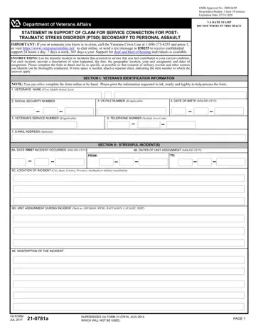 VA Form 21-0781a Preview