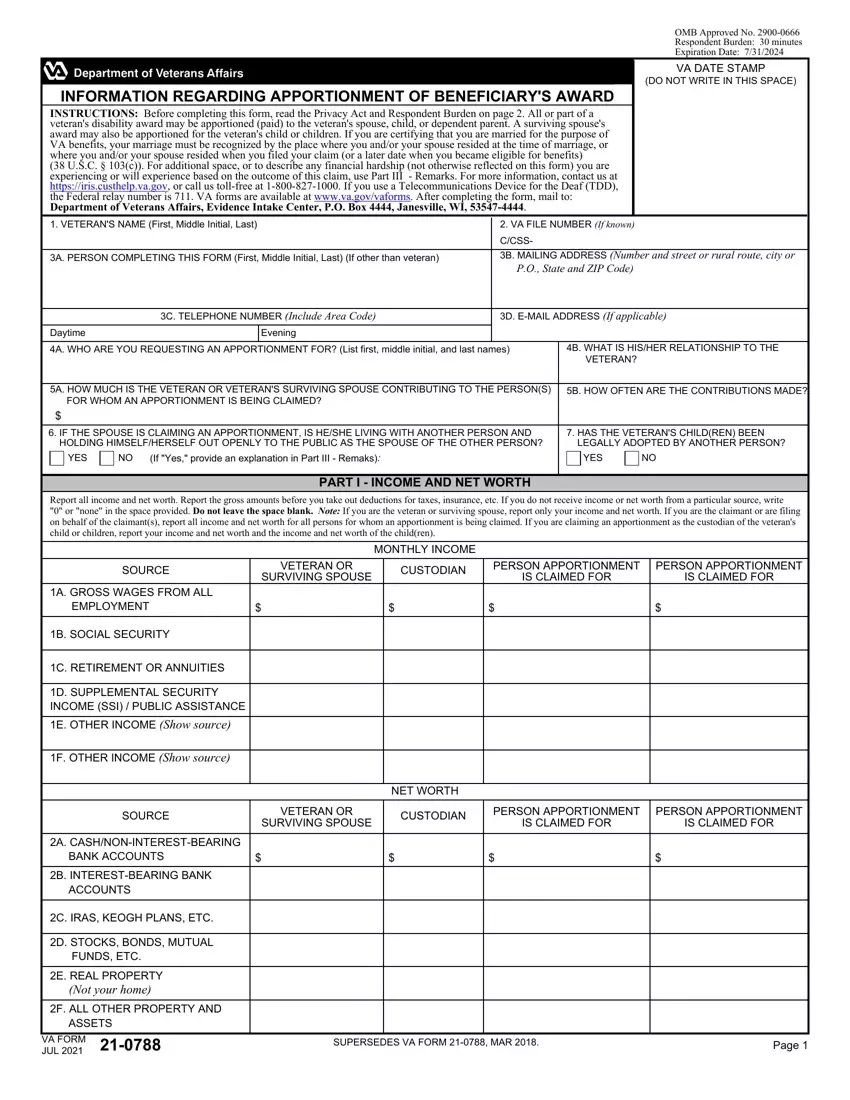 Va Form 21 0788 first page preview