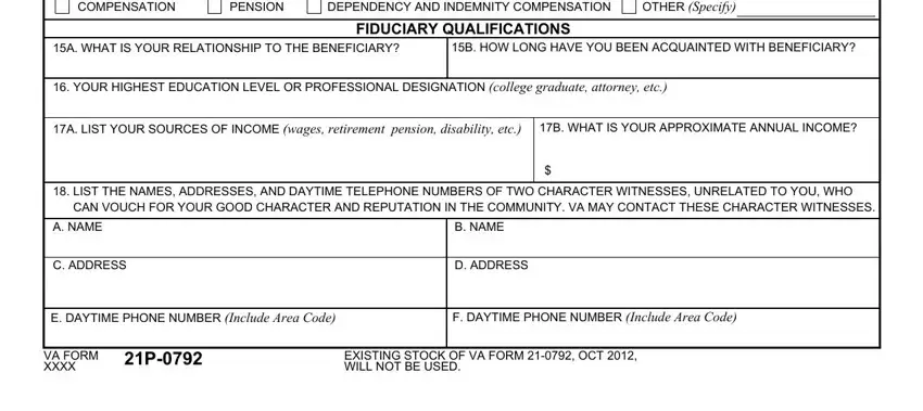 Completing va form 21 0792 fillable step 2