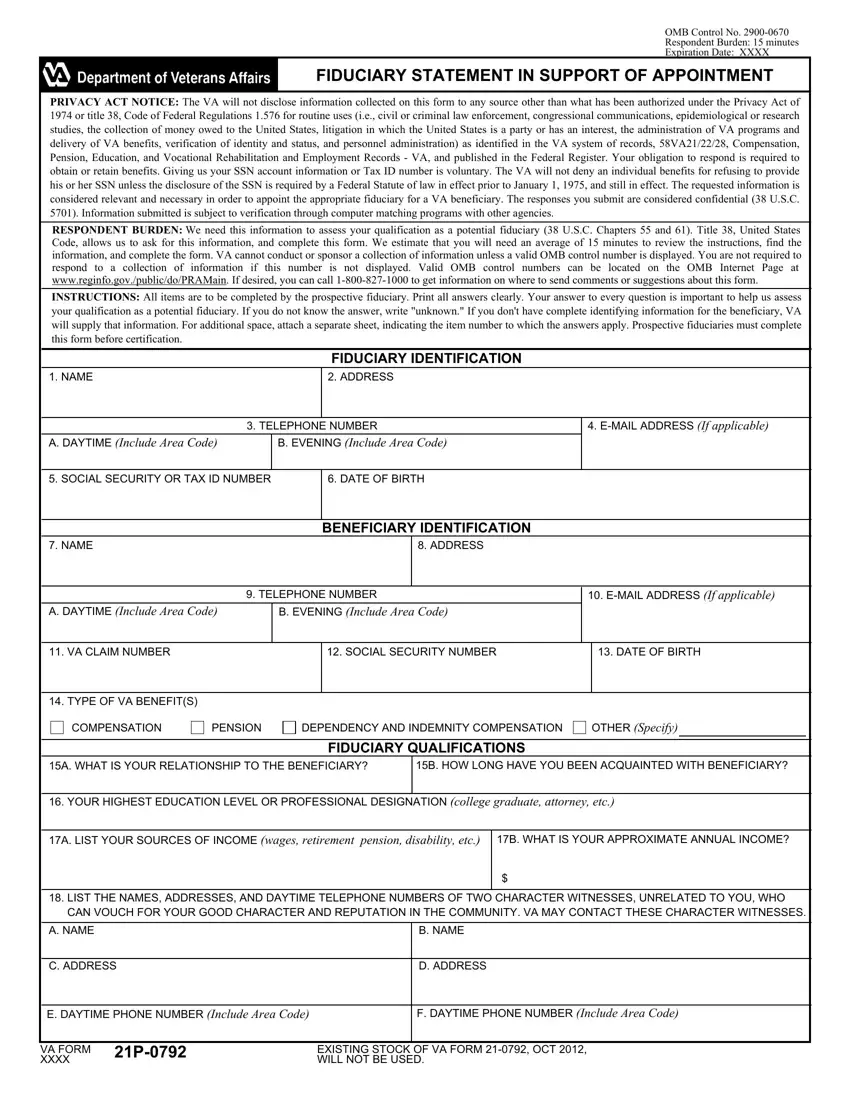 Va Form 21 0792 first page preview