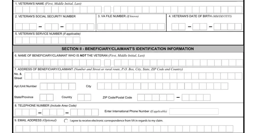 Entering details in department of veterans affairs form 21 0845 printable stage 2