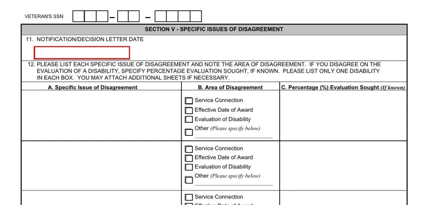 Filling out va notice of disagreement step 3