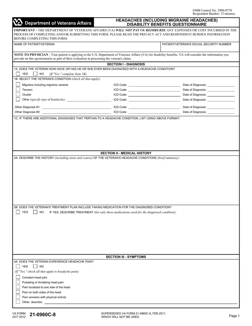 Va Form 21 0960C 8 first page preview