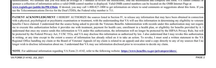 Filling out va forms 21 4142 step 4