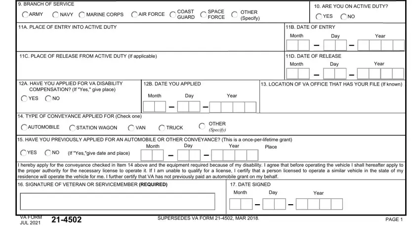 Filling out va form 21 4502 pdf stage 2