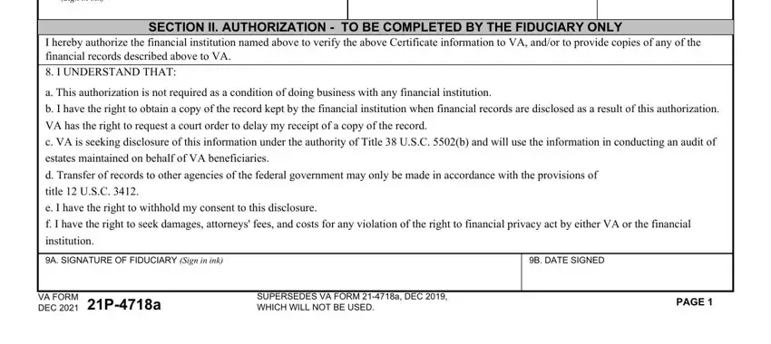 Entering details in Va Form 21 4718A stage 2