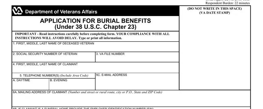 va form 21p 530 burial benefits spaces to fill in