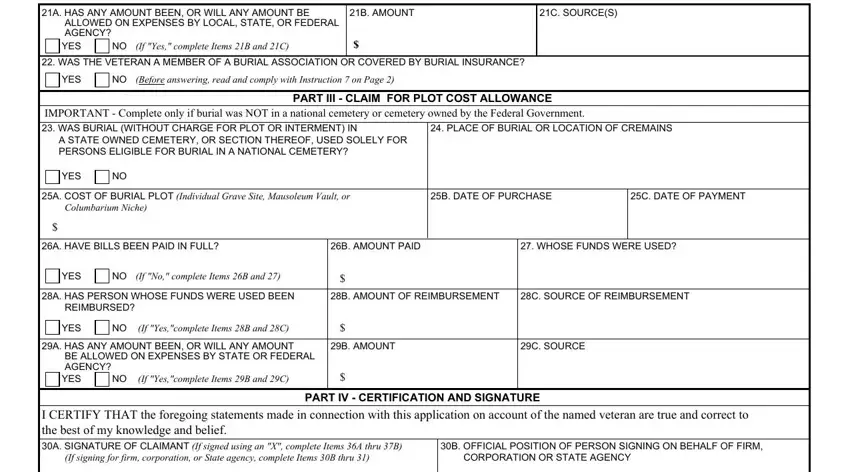 Completing va form 21p 530 burial benefits step 4