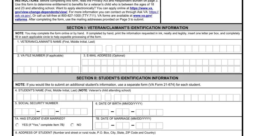 filling out Va Form 21 674 step 1