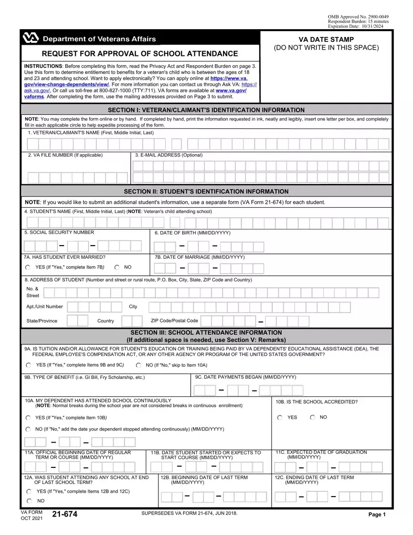 Va Form 21 674 first page preview