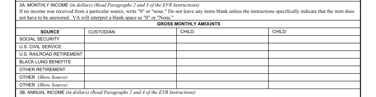 Form 21P-0519C-1 example filled out, 3A. Monthly income