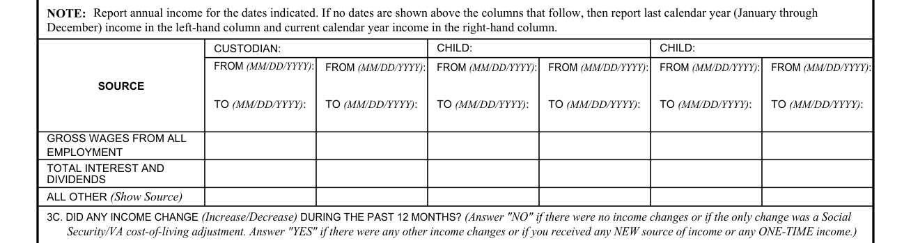 Form 21P-0519C-1 example filled out, 3B. Annual income