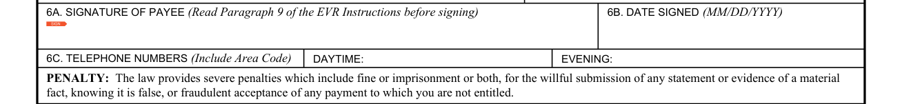 Form 21P-0519C-1 example filled out, 6A. Signature of payee