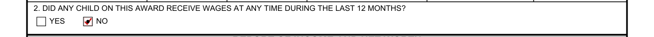 Form 21P-0519C-1 example filled out, did any child on this award receive wages