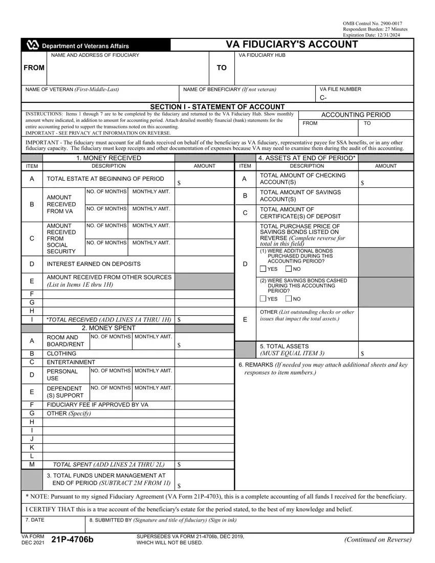 Va Form 21P 4706B first page preview