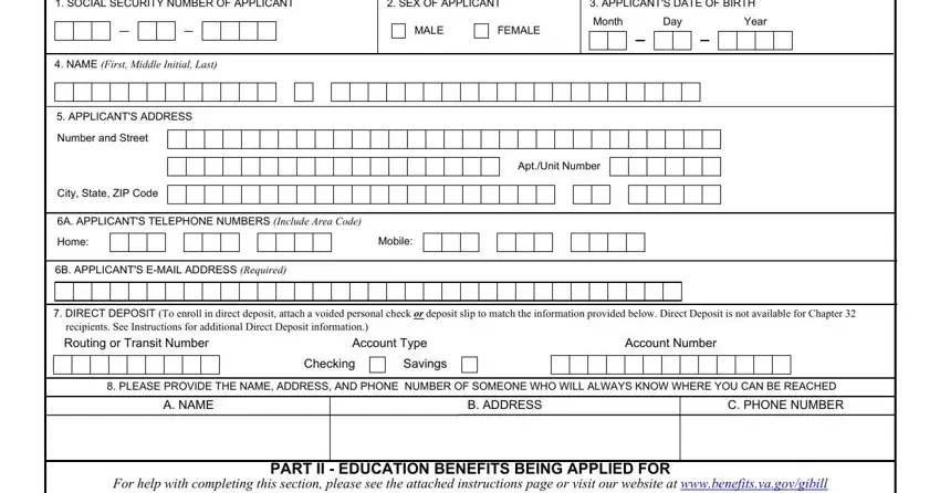 entering details in Va Form 22 1990 stage 1