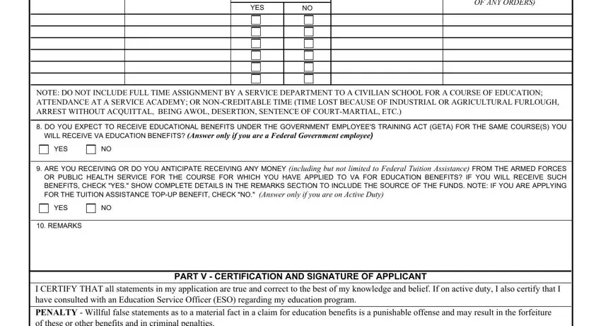 Va Form 22 1995 YES, ATTACHCOPIESOFANYORDERS, YES, YES, and REMARKS blanks to fill out