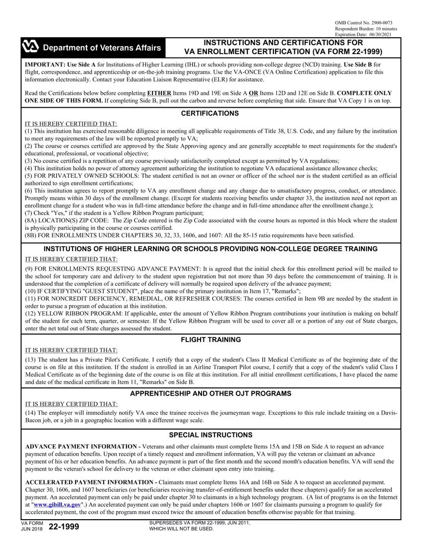 Va Form 22 1999 first page preview