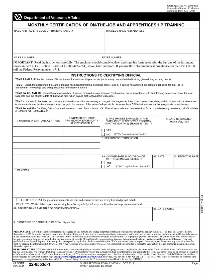Va Form 22 6553D 1 first page preview