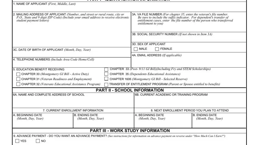 entering details in Va Form 22 8691 part 1