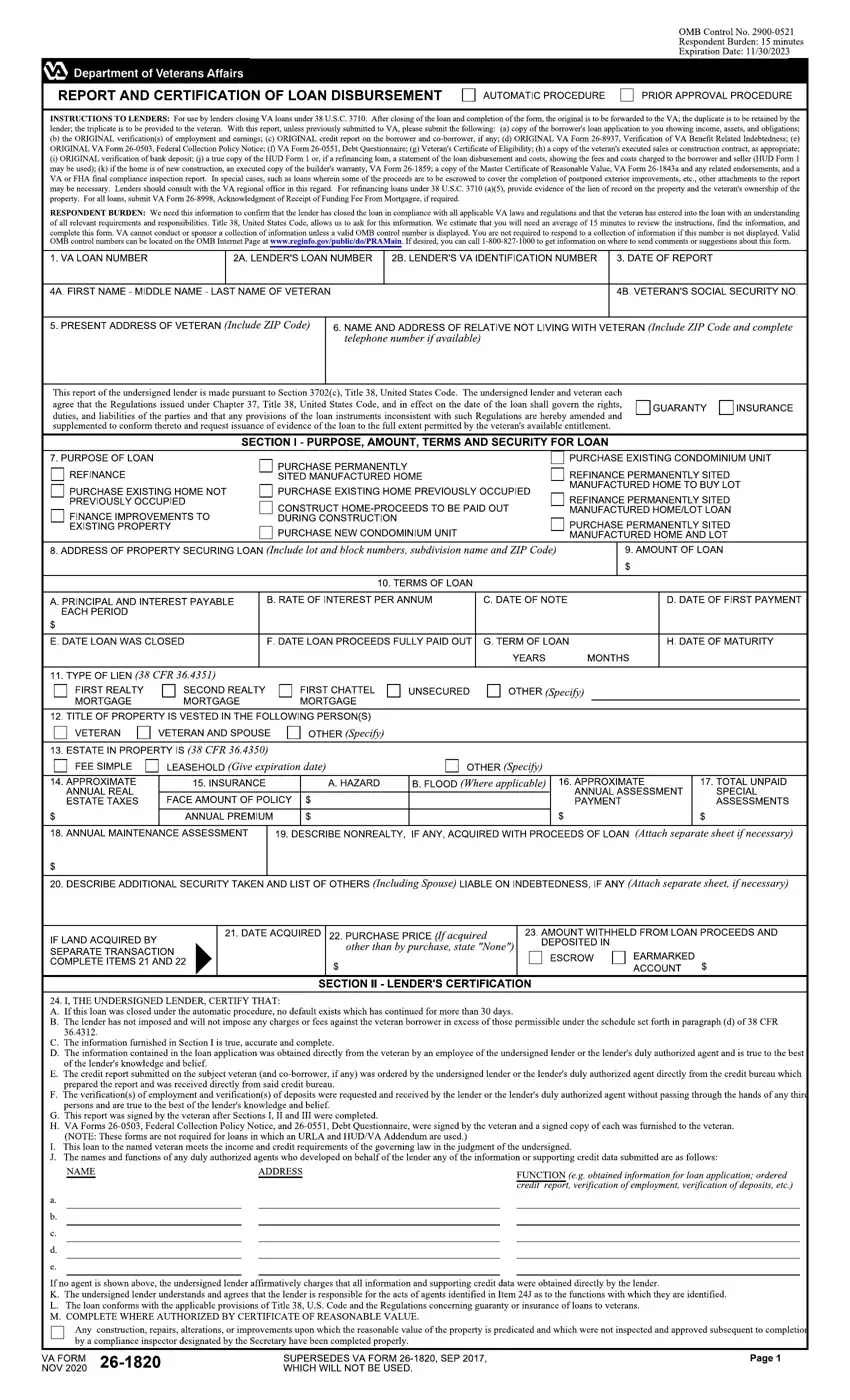 Va Form 26 1820 first page preview