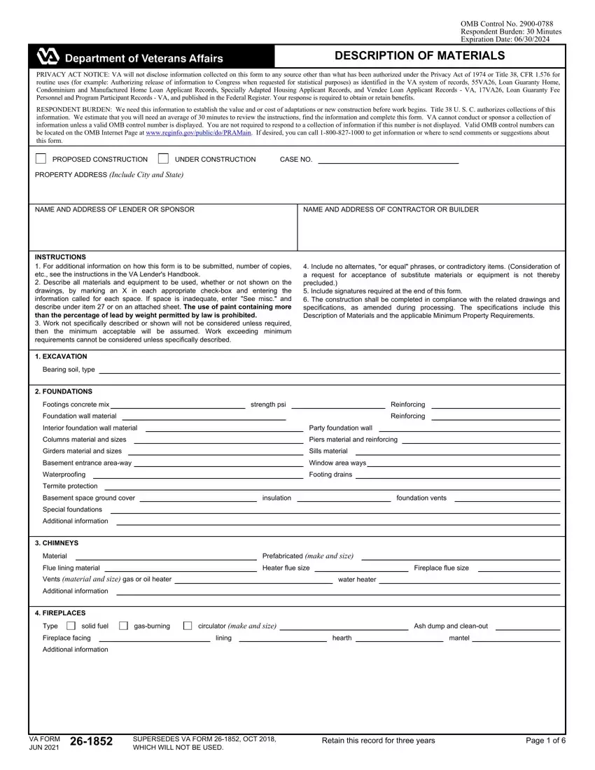 Va Form 26 1852 first page preview