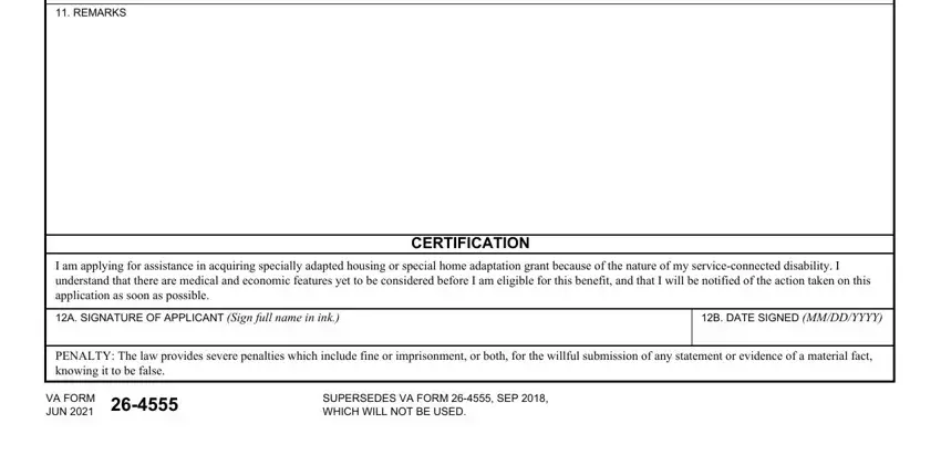 step 2 to filling out Va Form 26 4555