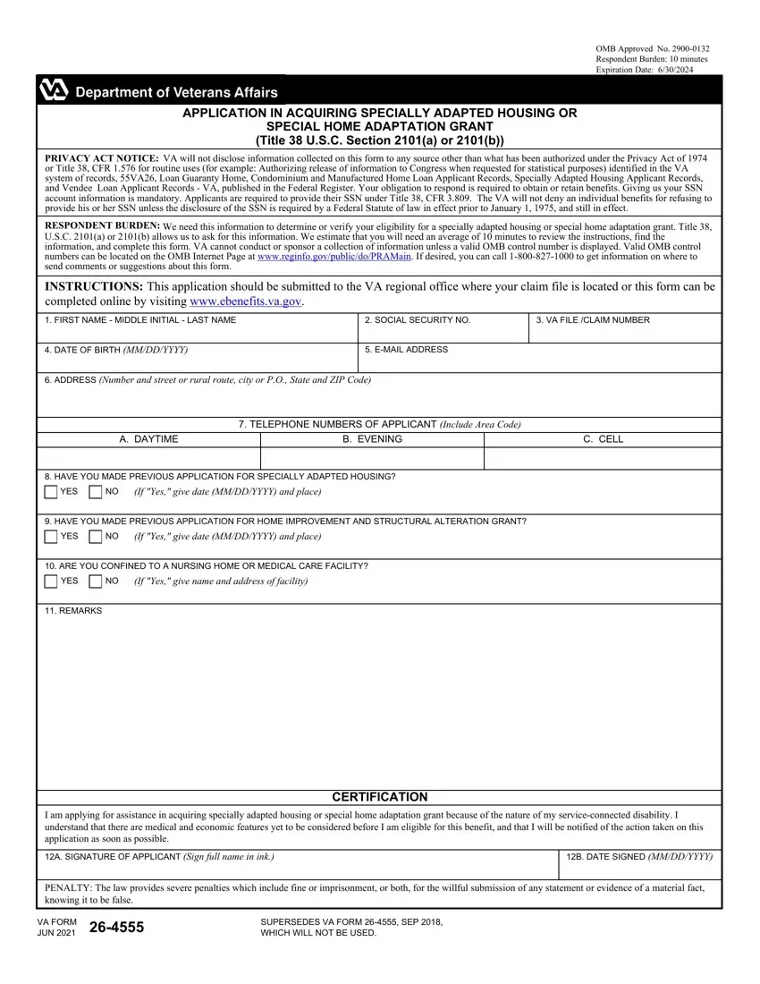 Va Form 26 4555 first page preview
