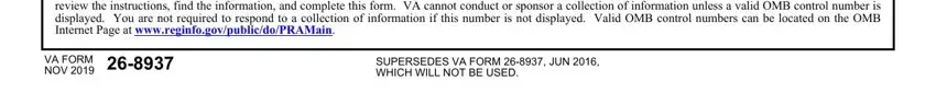 va form 8937 RESPONDENT BURDEN We need this, VA FORM NOV, and SUPERSEDES VA FORM  JUN  WHICH blanks to fill out