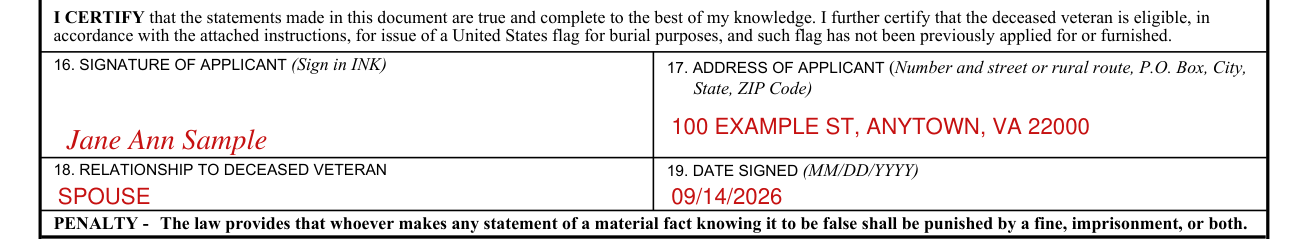 VA Form 27-2008 example filled out, applicant, signature and penalty