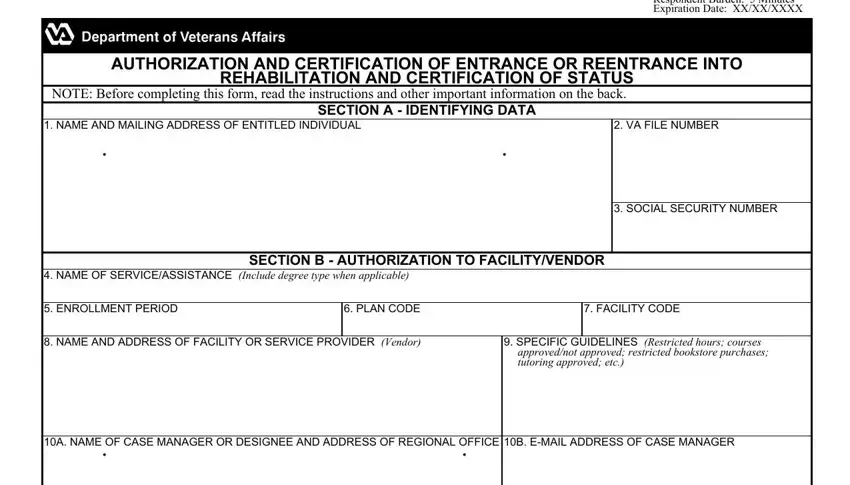 portion of blanks in va form 28 1905m