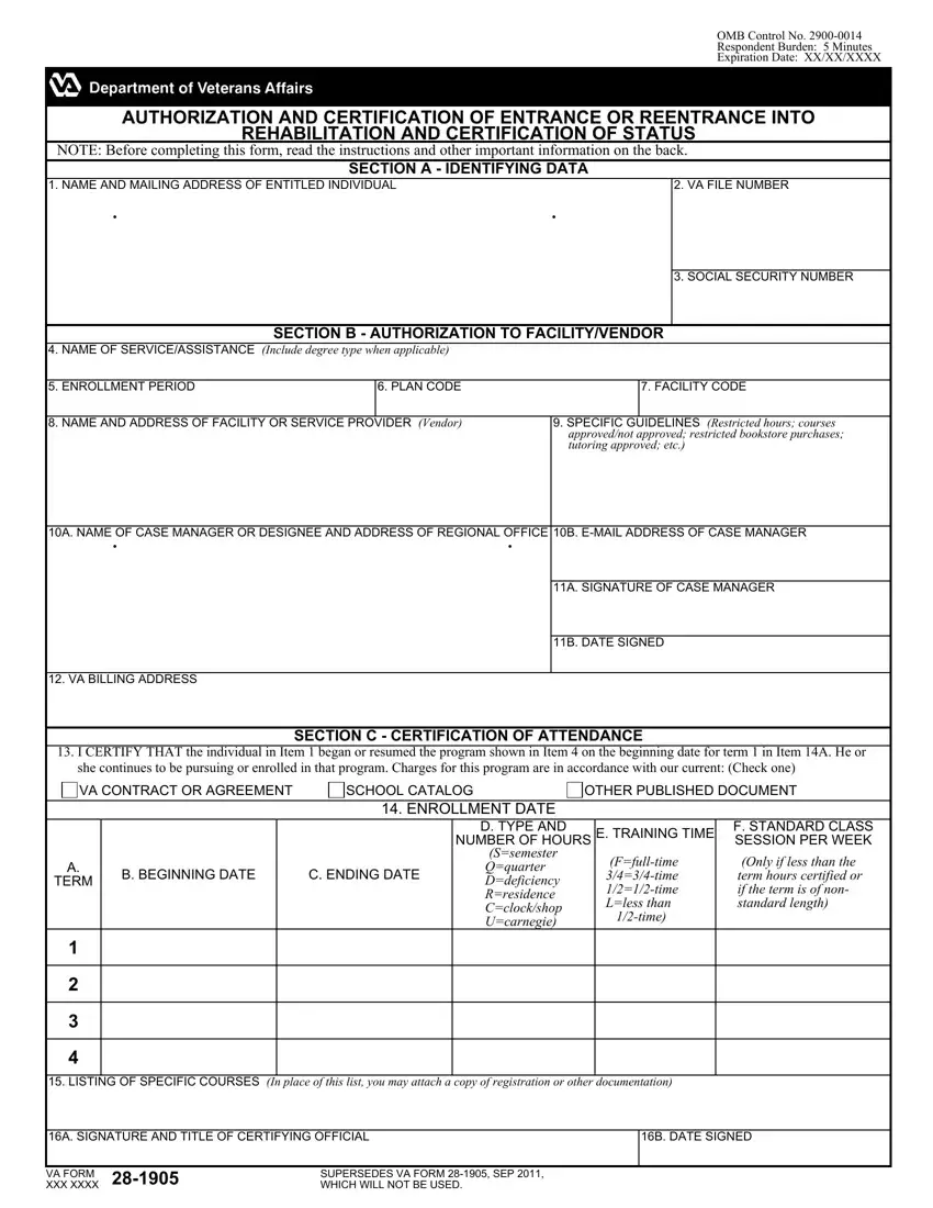 Va Form 28 1905 first page preview