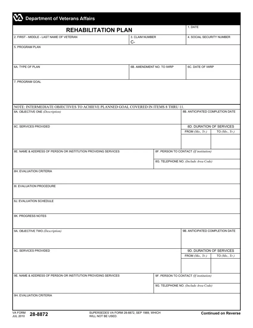 Va Form 28 8872 first page preview