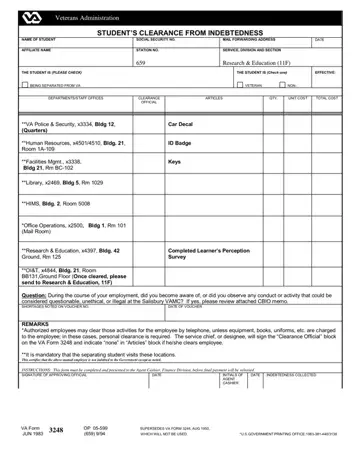 VA Form 3248 WOC Preview