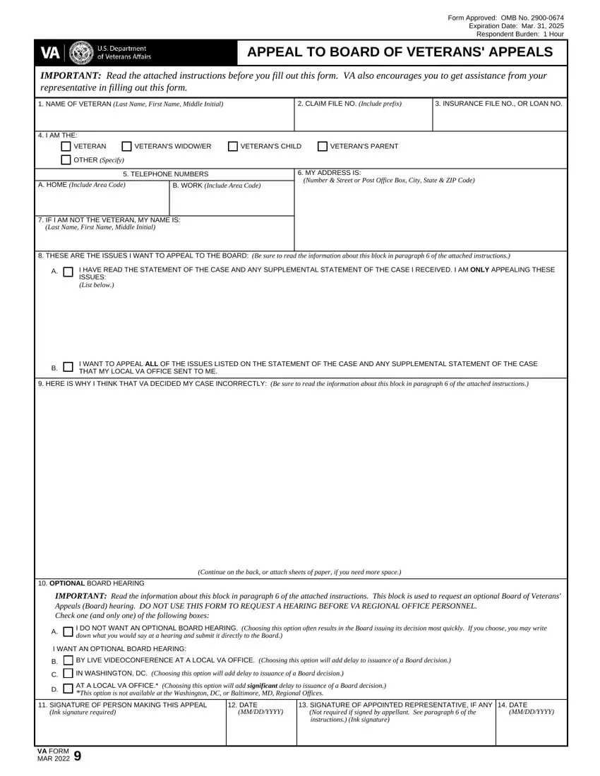 Va Form 9 Appeal first page preview