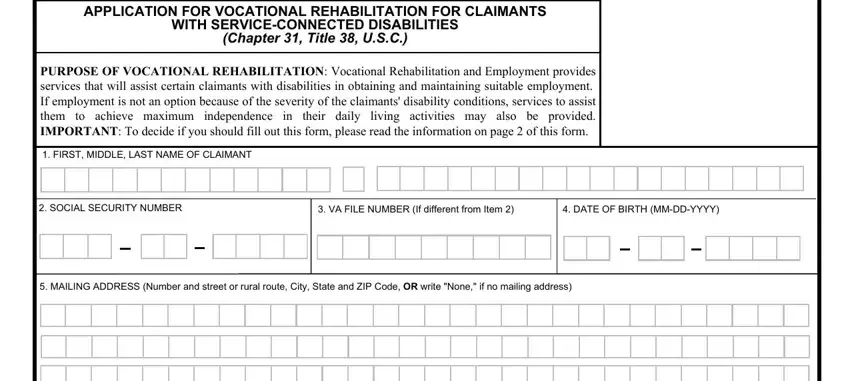 portion of fields in va form 28 0588