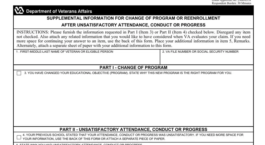 filling in va form conduct step 1