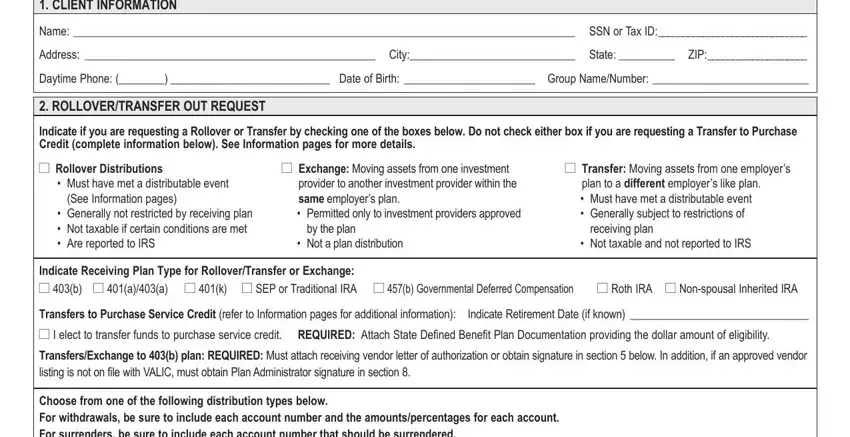filling out valic form part 1