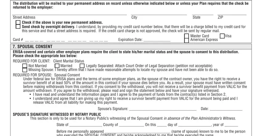 Completing valic distribution form part 4