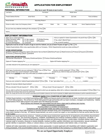 Vallarta Market Job Application Form Preview