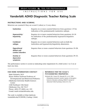 Vanderbilt Adhd Diagnostic Rating Scale Form Preview