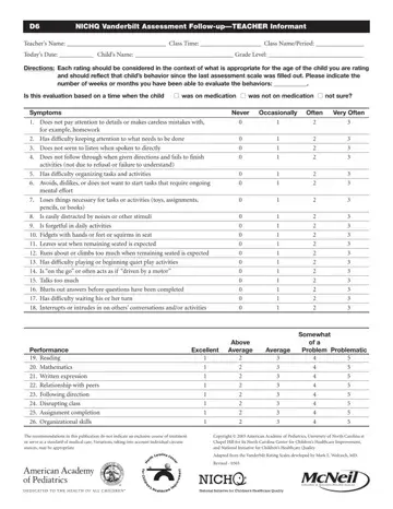 Vanderbilt Assessment Form Preview
