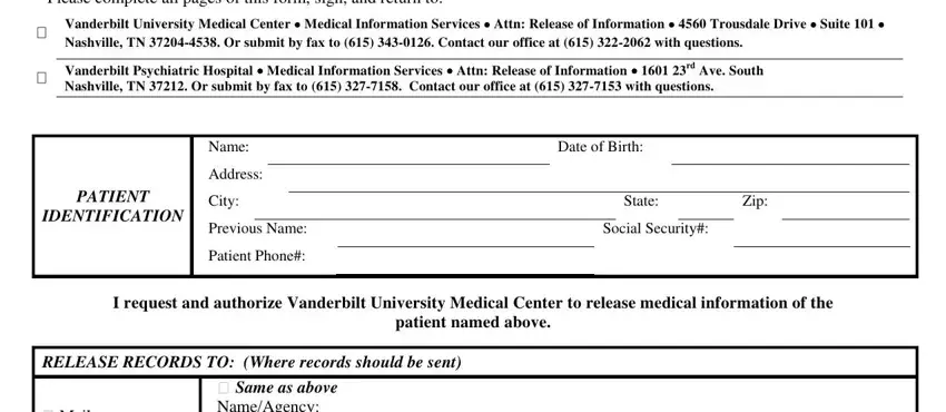 part 2 to finishing vanderbilt medical records fax number