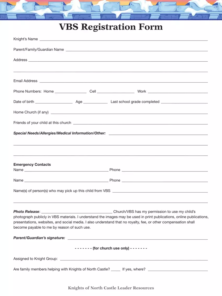 Vbs Online Form first page preview