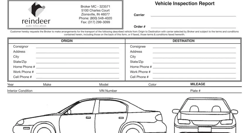 vehicle inspection form fields to fill out
