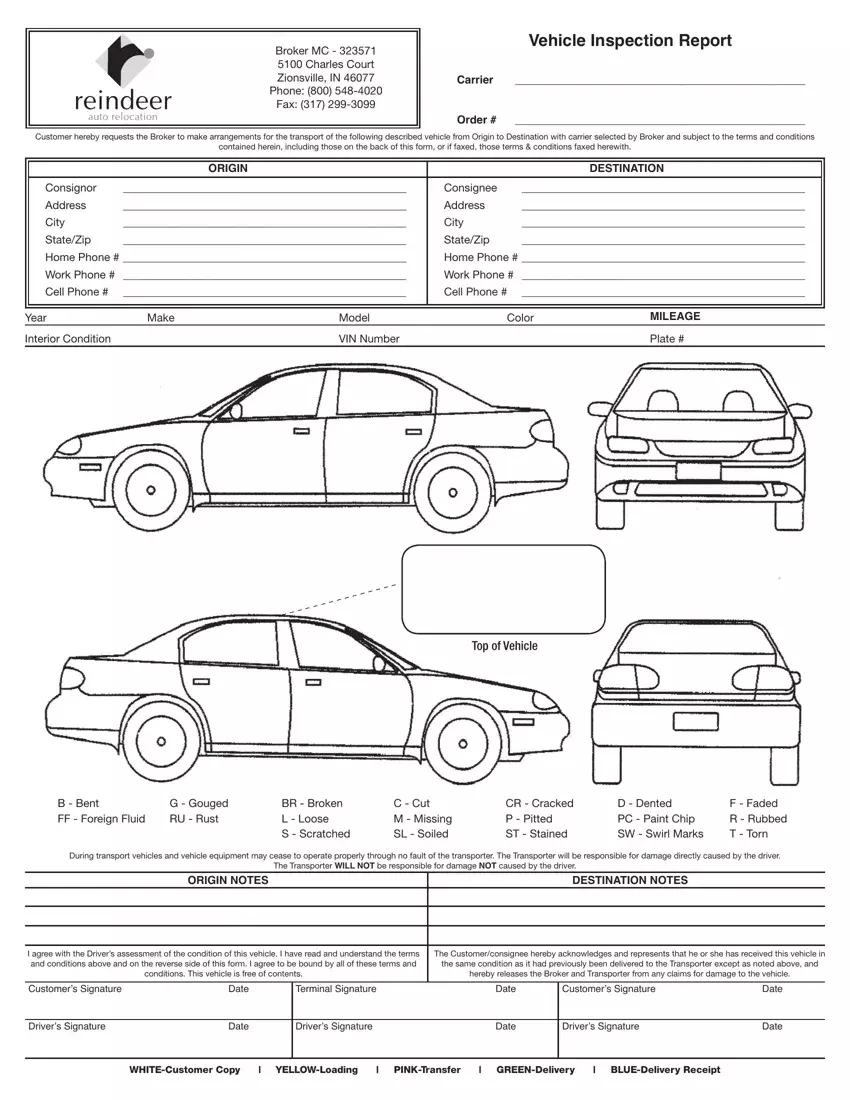 Vehicle Inspection Sheet Template first page preview