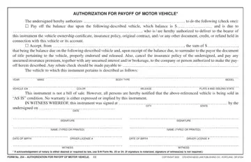 Vehicle Payoff Authorization Form Preview