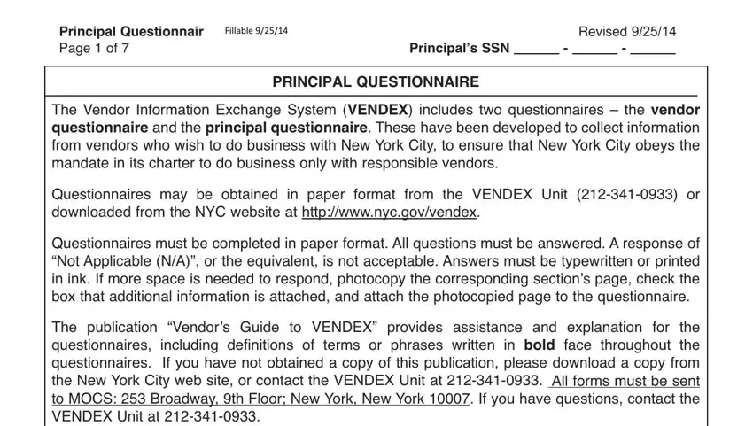 Completing nyc vendex principal questionnaire stage 2