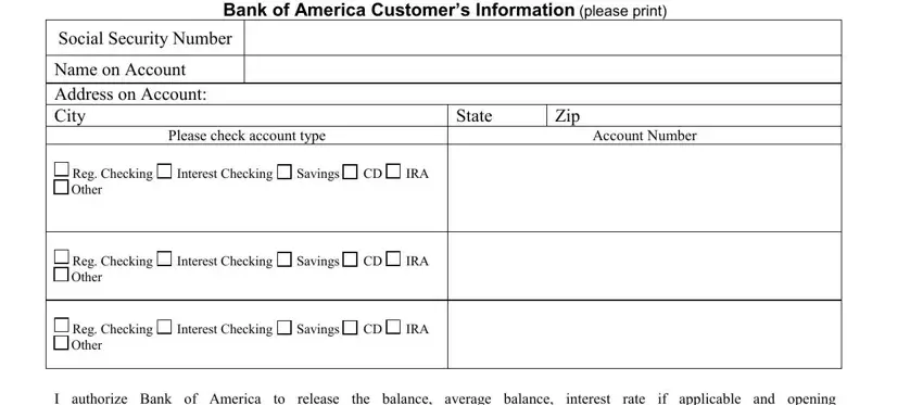 example of empty fields in bank of america verification of deposit form