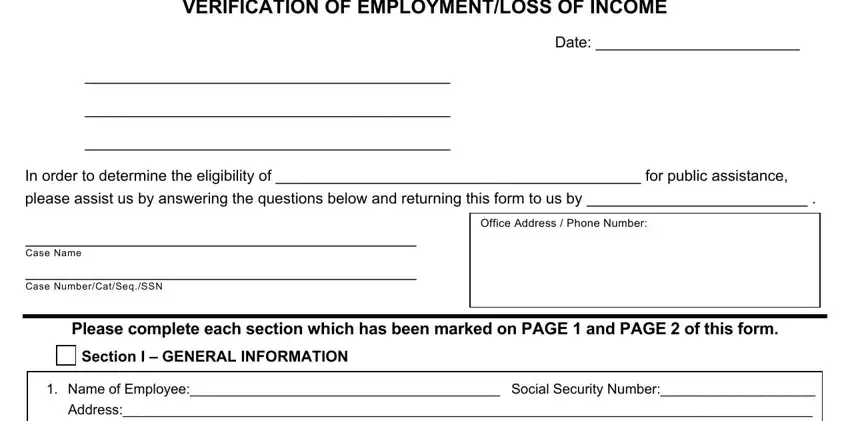 step 1 to filling out verification employment form template